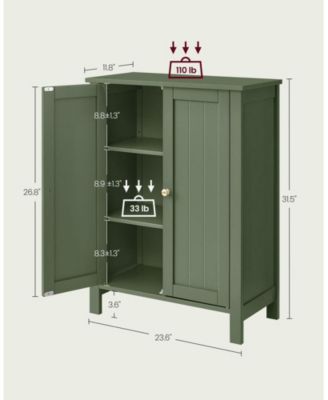 Floor Storage Cabinet for Bathroom with 2 Flexible Shelves and Closed Door