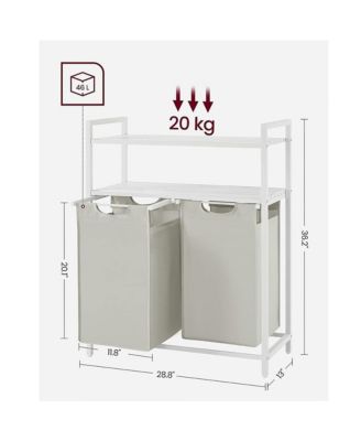 Laundry Hamper, Laundry Sorter With 2 Pull-out And Removable Bags, 2 Shelves, For Laundry Room