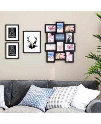 12-Opening Photo Collage Frame with Glass Cover for Multiple Picture Display