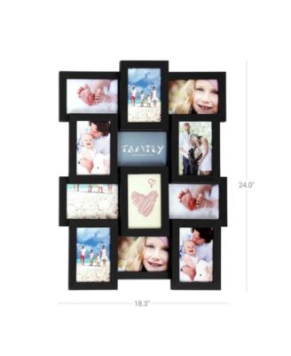12-Opening Photo Collage Frame with Glass Cover for Multiple Picture Display