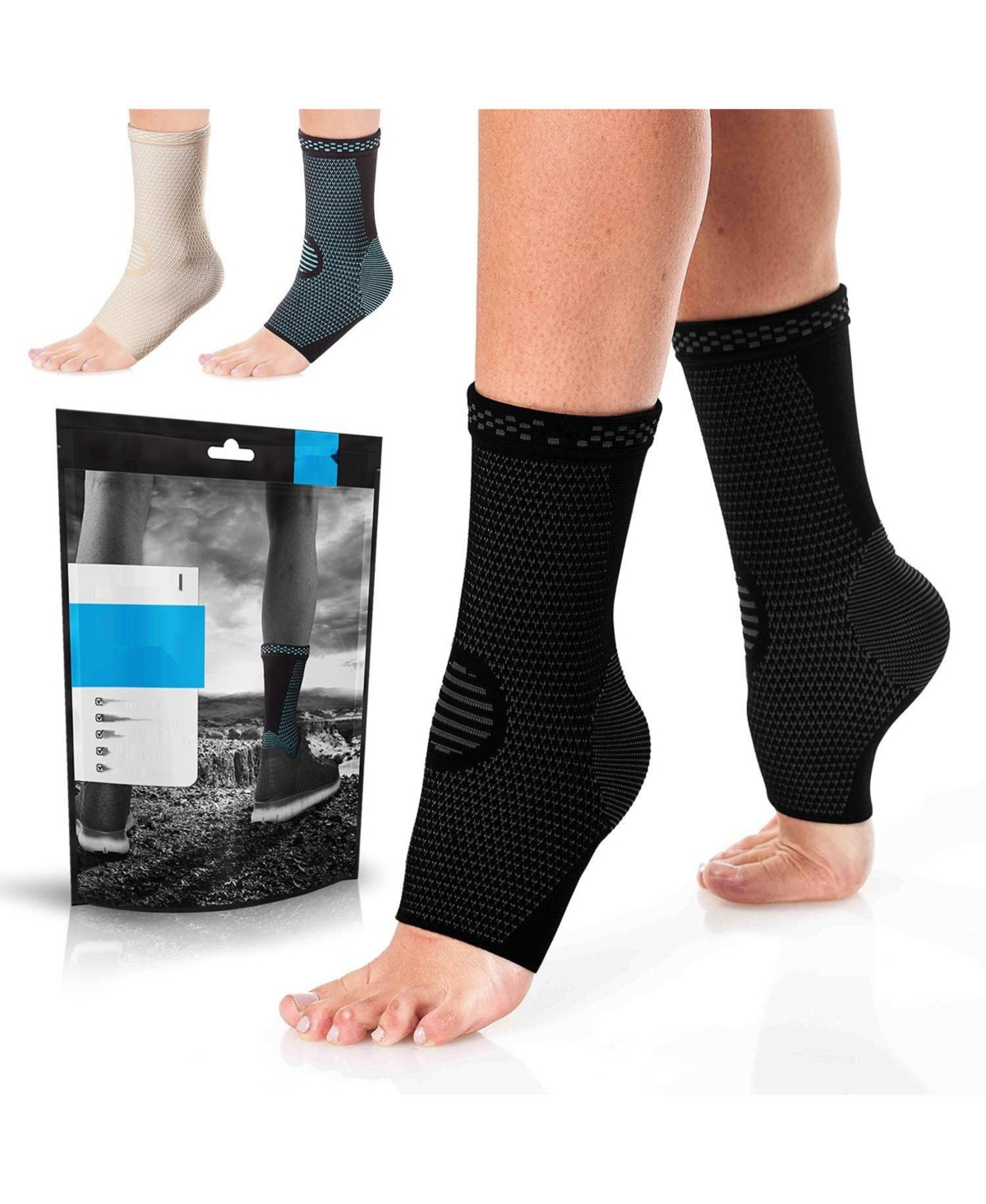 X-Large Compression Ankle Sleeve: Swelling & Injury Relief - Black ( pair)