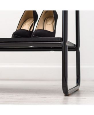 USA Clothes Rack for Hanging Clothes with 2 Shelves, Freestanding Clothing Rack, Easy to Assemble Garment Rack, Metal, Sturdy Design, Multipurpose, Small Space Storage Solution, Marble Black