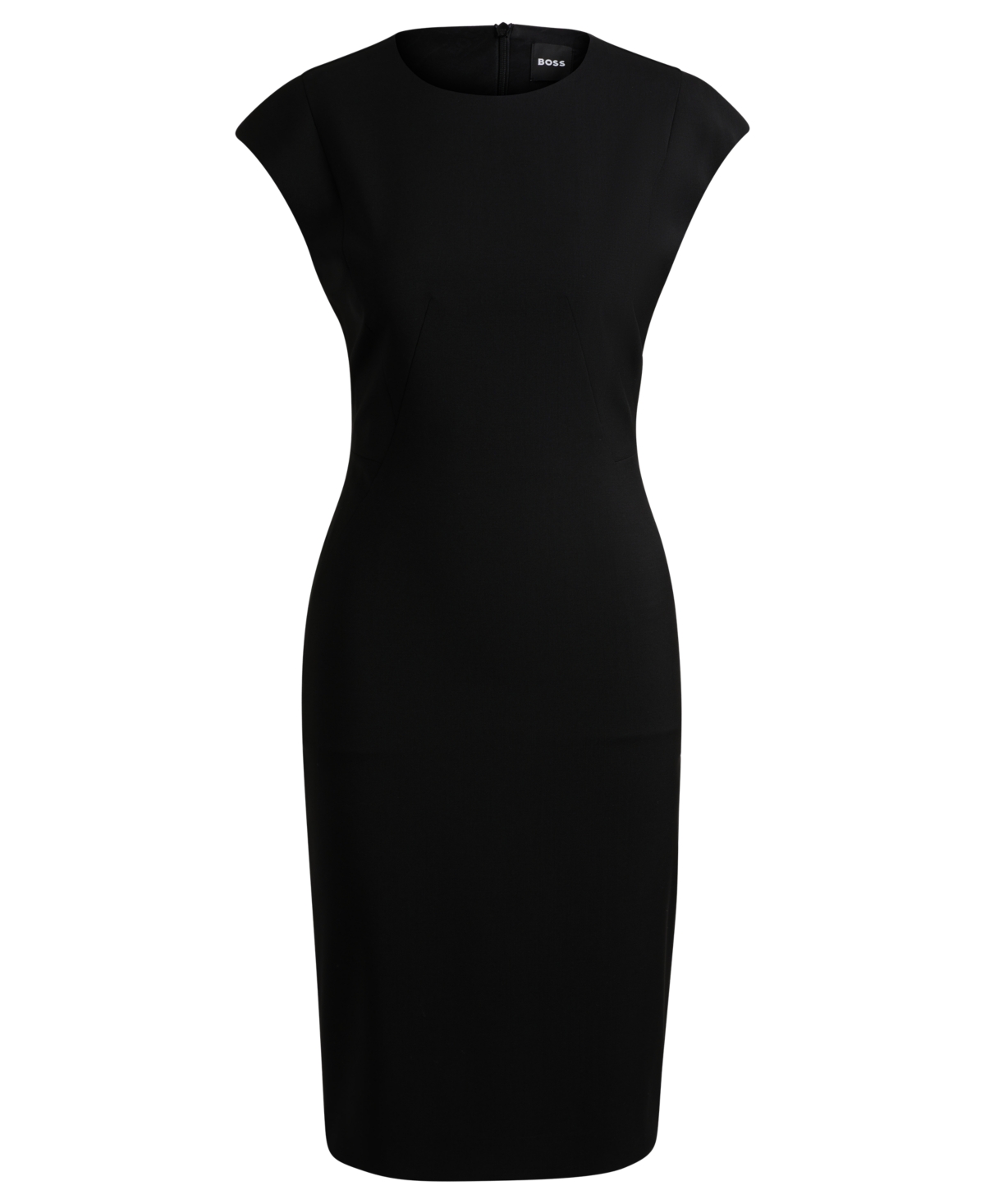 Shop Hugo Boss Boss By  Women's Wool Cap Sleeve Slim-fit Dress In Black