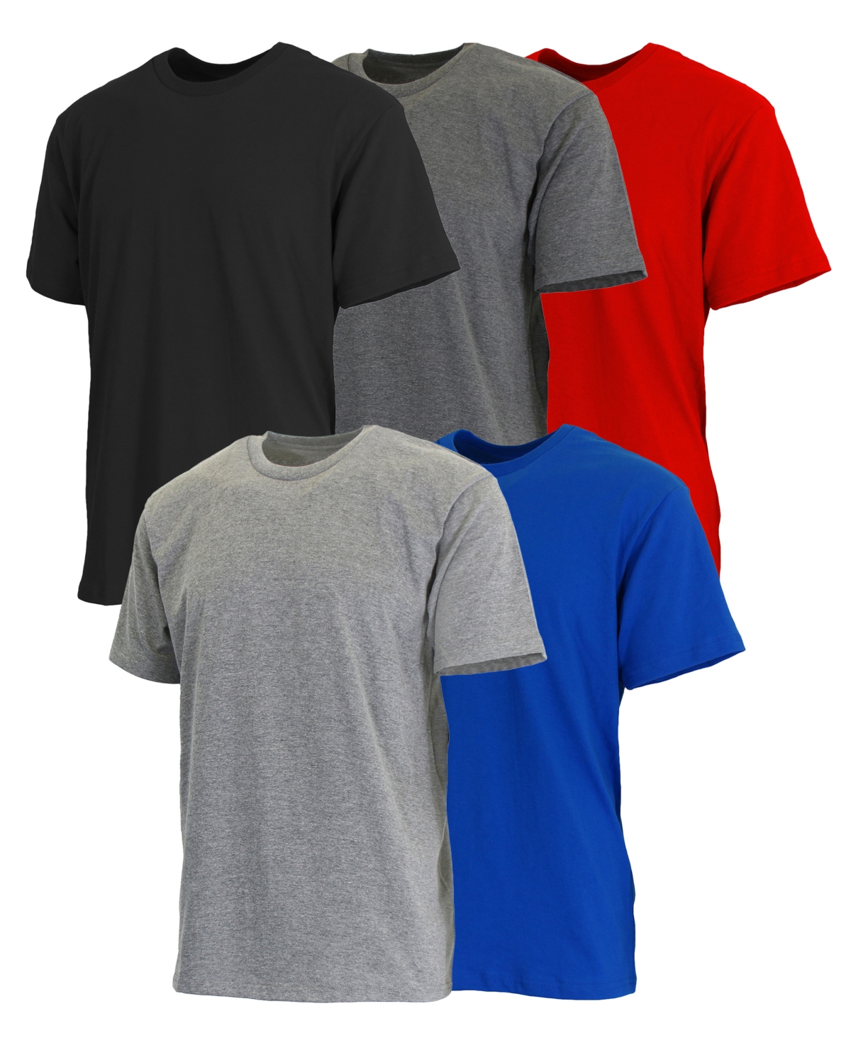 Shop Blue Ice Men's Short Sleeve Crew Neck Tee-5 Pack In Black-charcoal-red-heather Grey-royal