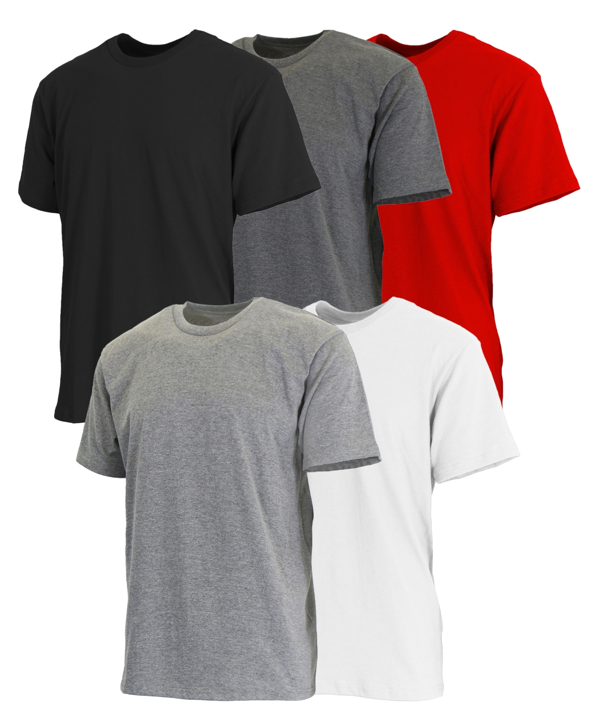 Shop Blue Ice Men's Short Sleeve Crew Neck Tee-5 Pack In Black-charcoal-red-heather Grey-white