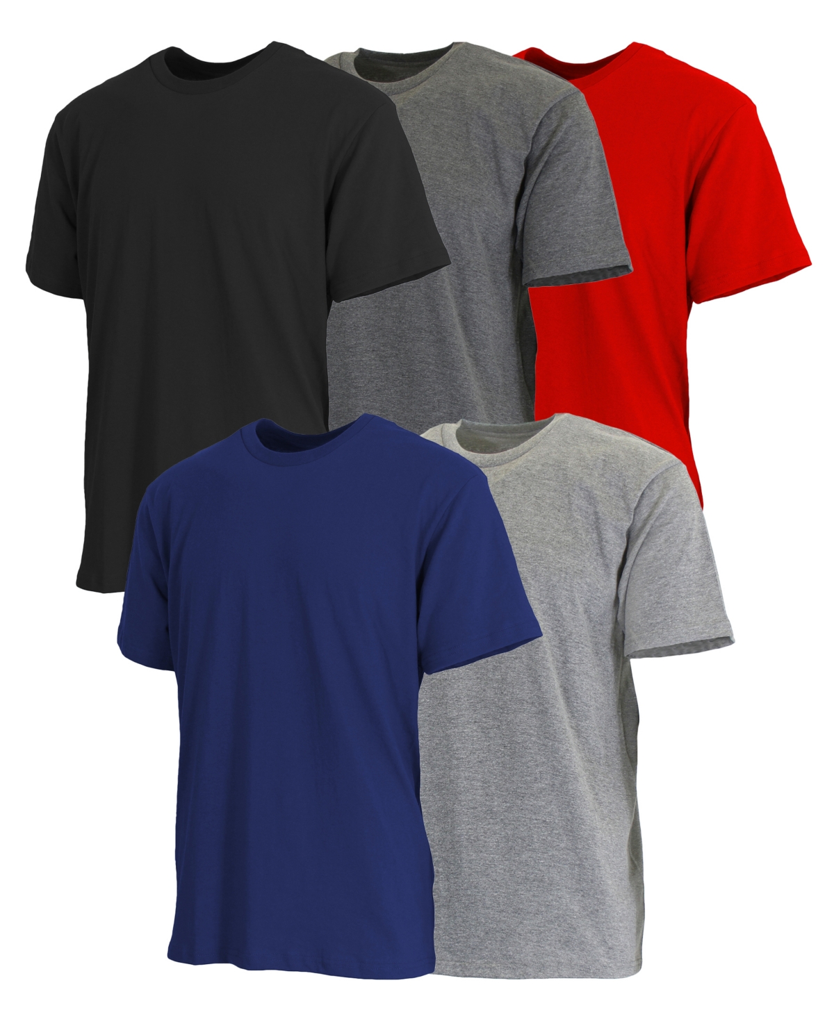 Shop Blue Ice Men's Short Sleeve Crew Neck Tee-5 Pack In Black-charcoal-red-navy-heather Grey