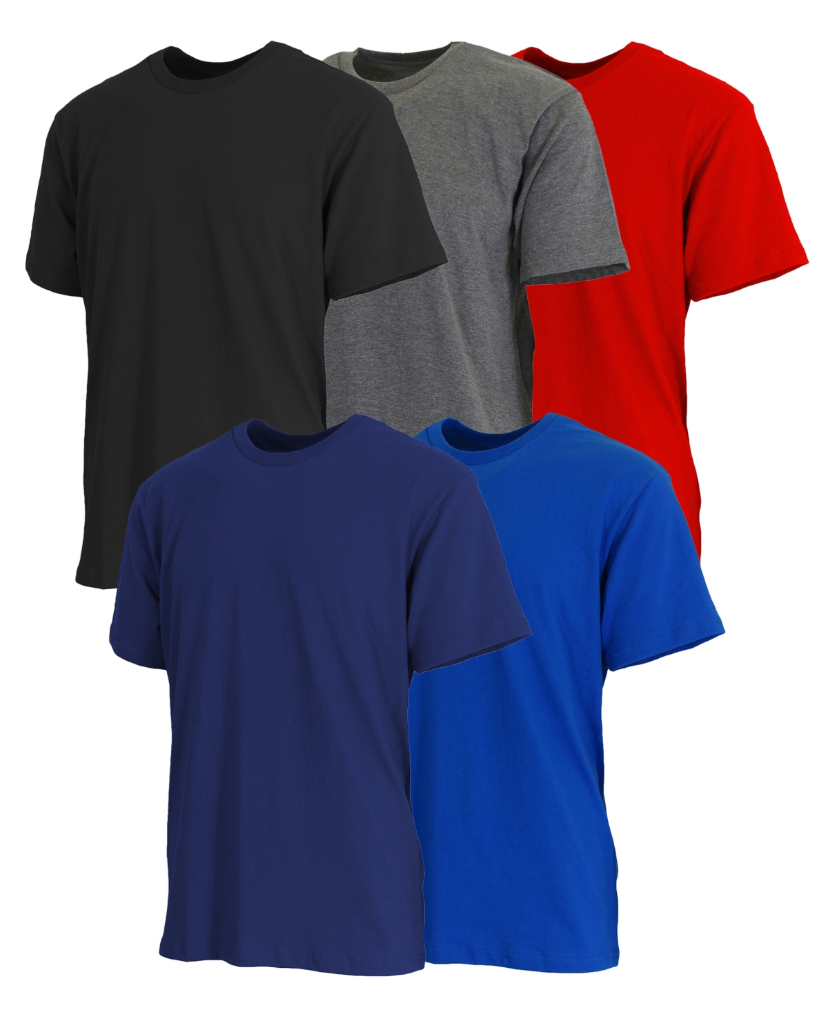 Shop Blue Ice Men's Short Sleeve Crew Neck Tee-5 Pack In Black-charcoal-red-navy-royal