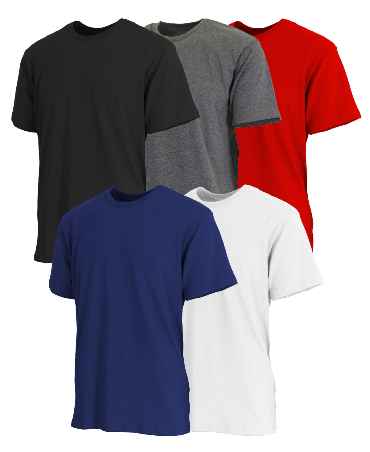 Shop Blue Ice Men's Short Sleeve Crew Neck Tee-5 Pack In Black-charcoal-red-navy-white