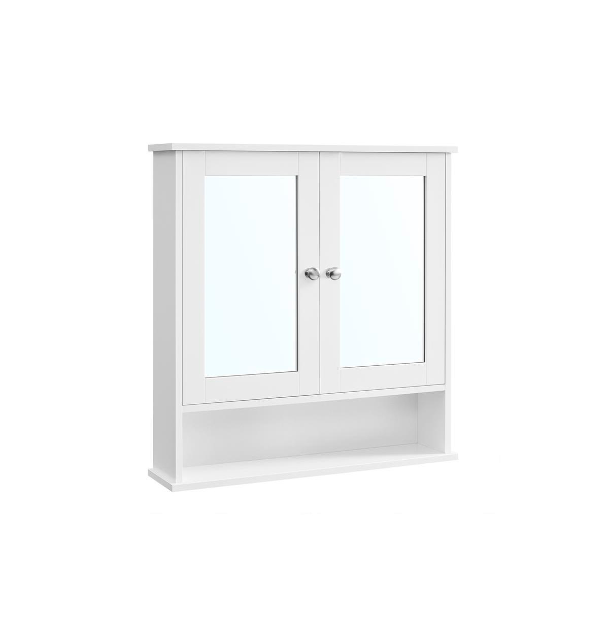 Wall-mounted Storage Cabinet with Mirrored Door - White