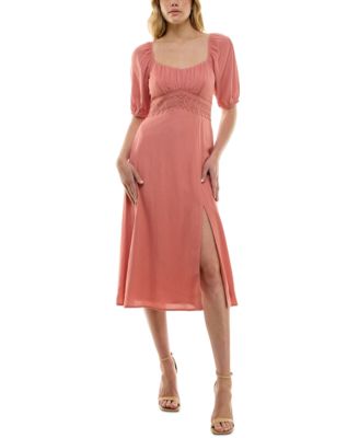 knee length dresses for ladies White One Shoulder Crochet Trim Sabrina Midi Dress