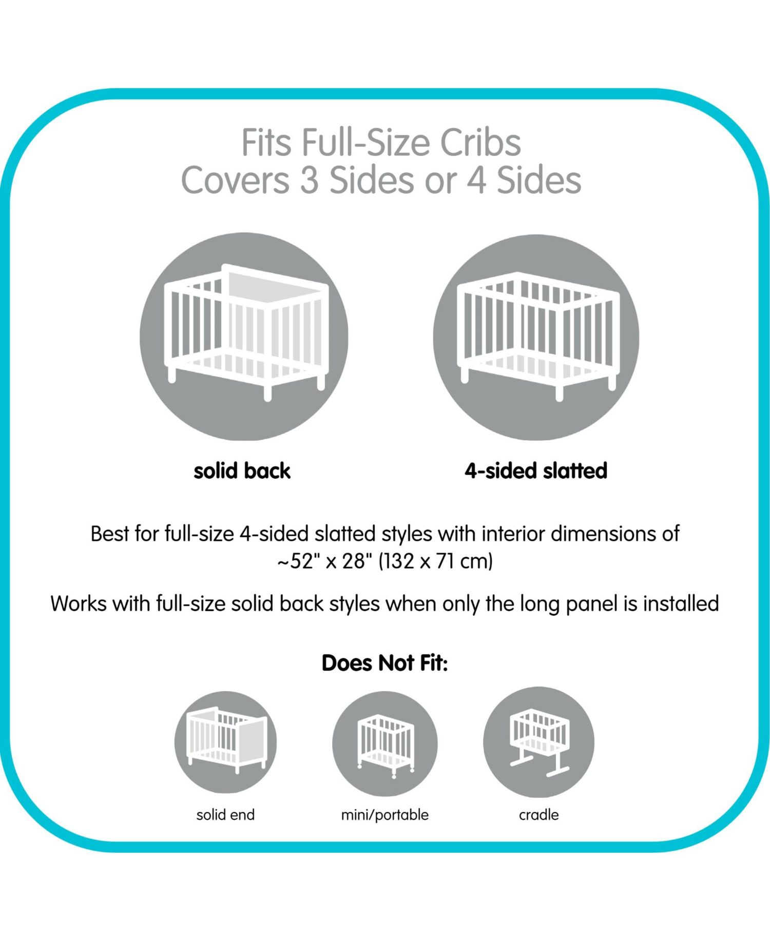 AirflowBaby Breathable Mesh Liner for Full-Size Cribs, 11"H (28cm) Essential 2mm Mesh (Size 4FS Covers 3 or 4 Sides)