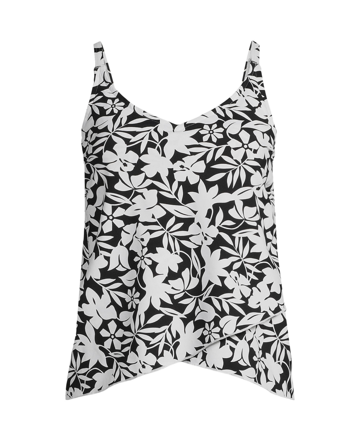 Lands' End Plus Size V-Neck Tulip Hem Tankini Swimsuit Top