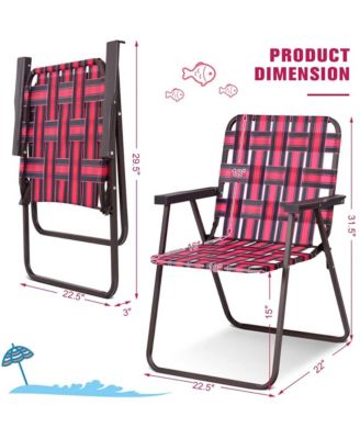 Set of 6 Patio Folding Web Chair Set Portable Beach Camping Chair Red