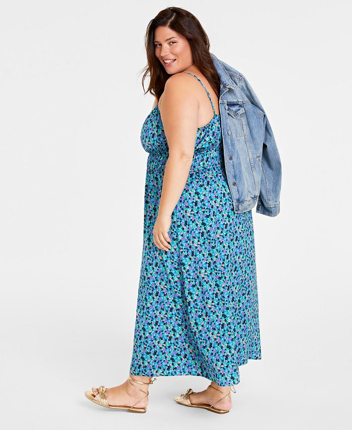On 34th Trendy Plus Size Floral Print Midi Dress, Created for Macy's ...