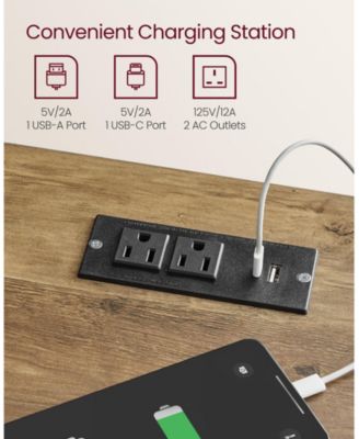 Farmhouse Nightstand with Drawer, Shelf, and Charging Station, Set of Bedside Tables