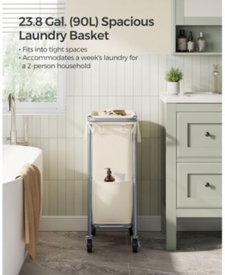 Laundry Basket with Wheels, Rolling Laundry Hamper, emovable Liner, Steel Frame with Handle, Blanket Storage