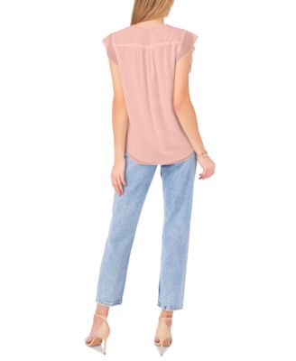 Women's Embellished V-Neck Cap Sleeve Top