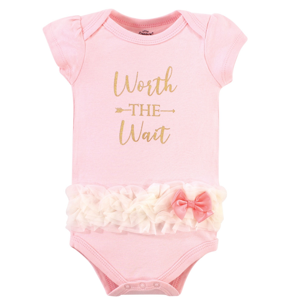 Little Treasure Baby Girls Treasure Baby Cotton Bodysuits 3pk, Pink Navy Necklace