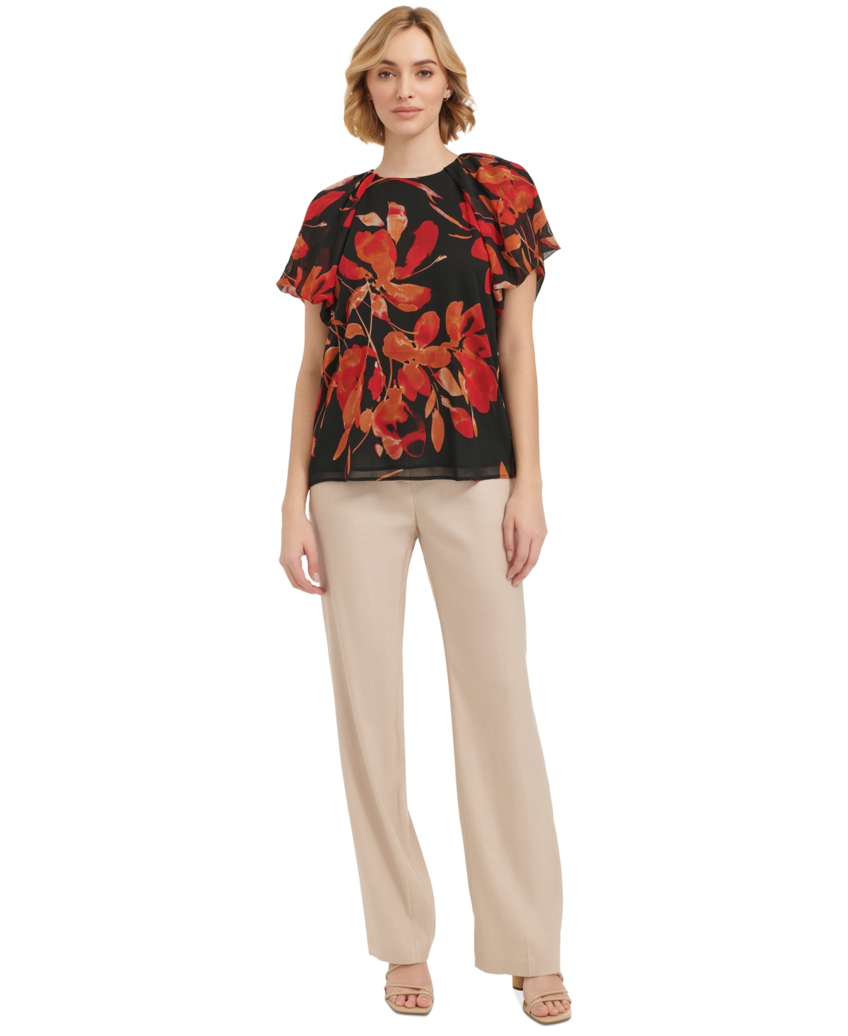 Calvin Klein Women's Short Sleeve Printed Top