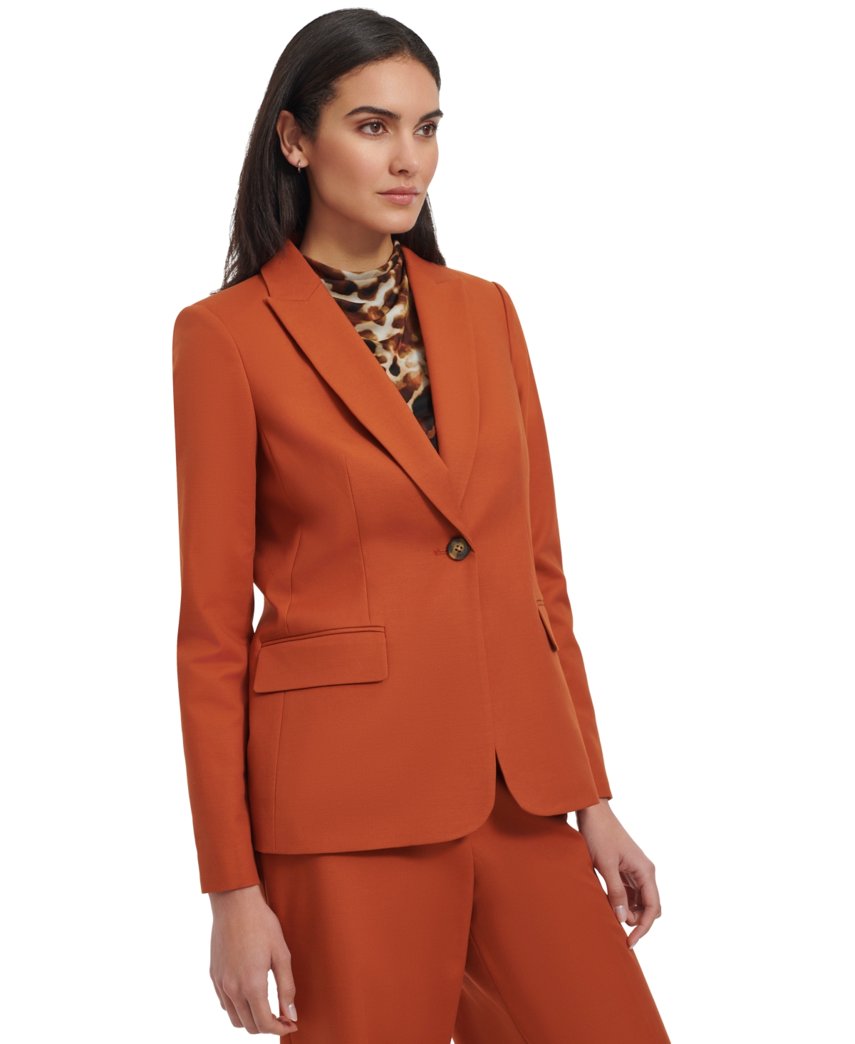 Calvin Klein Women's Cotton One-Button Blazer
