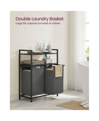 Laundry Hamper, Laundry Sorter With 2 Pull-out And Removable Bags, 2 Shelves, For Laundry Room