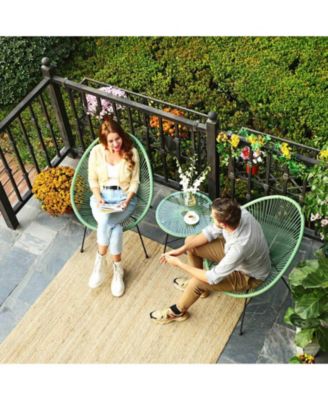 3-Piece Outdoor Seating Acapulco Chair, Modern Patio Furniture Set, Glass Top Table and 2 Chairs