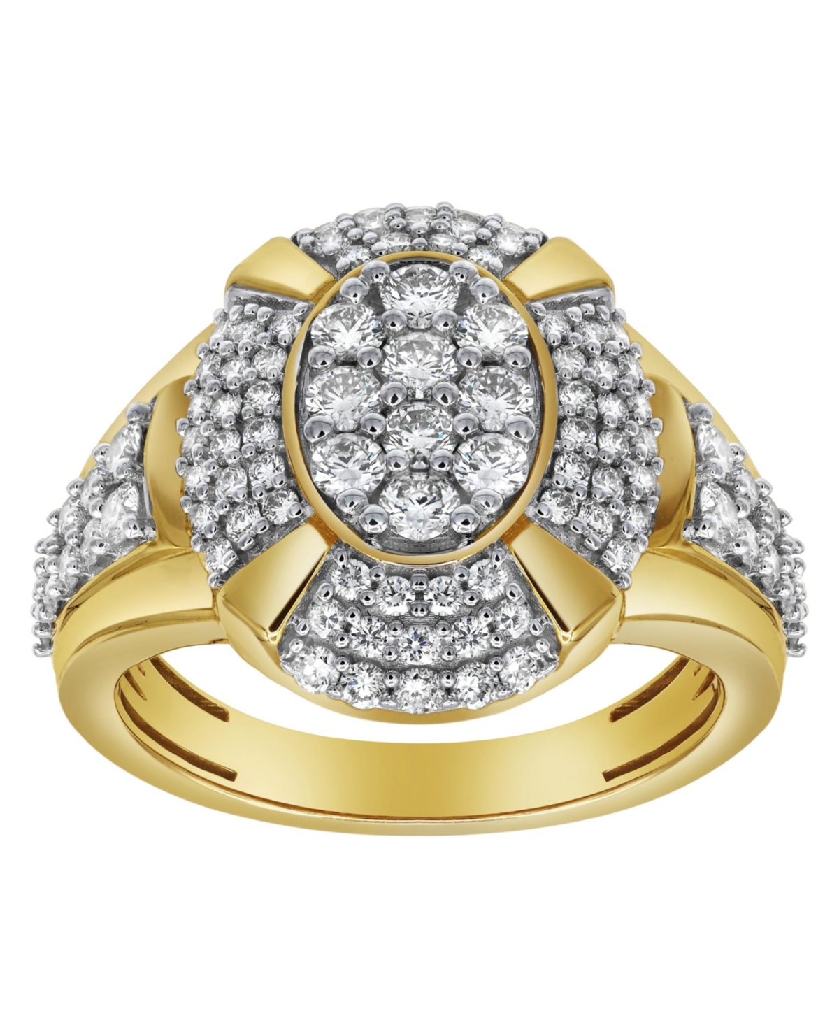 Colosseum Natural Certified Diamond 1.83 cttw Round Cut 14k Yellow Gold Statement Ring for Men - Yellow
