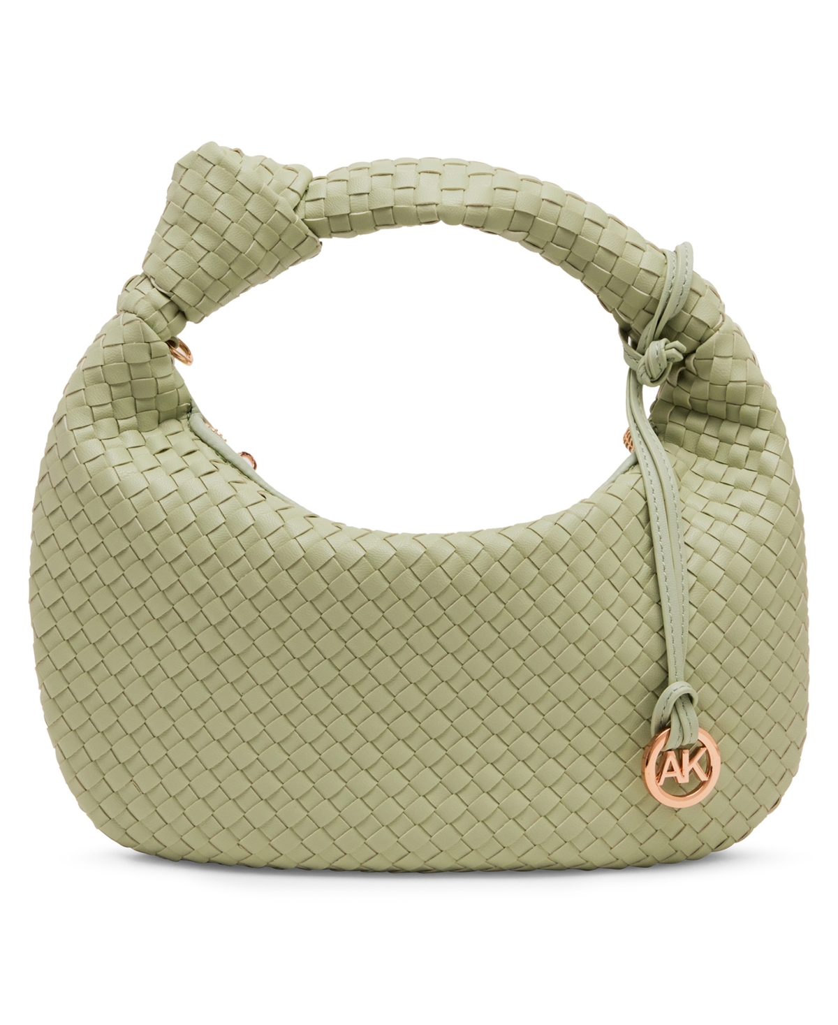 Shop Anne Klein Mini Woven Shoulder Bag In Green Fig