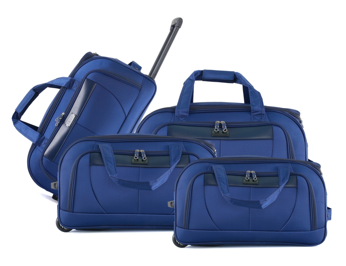 Carol Lightweight Soft Shell Rolling Duffel Bag with Wheels and Telescopic Handle &#x2013; Travel-Ready Luggage Duffel - 4 Piece Set - Grey