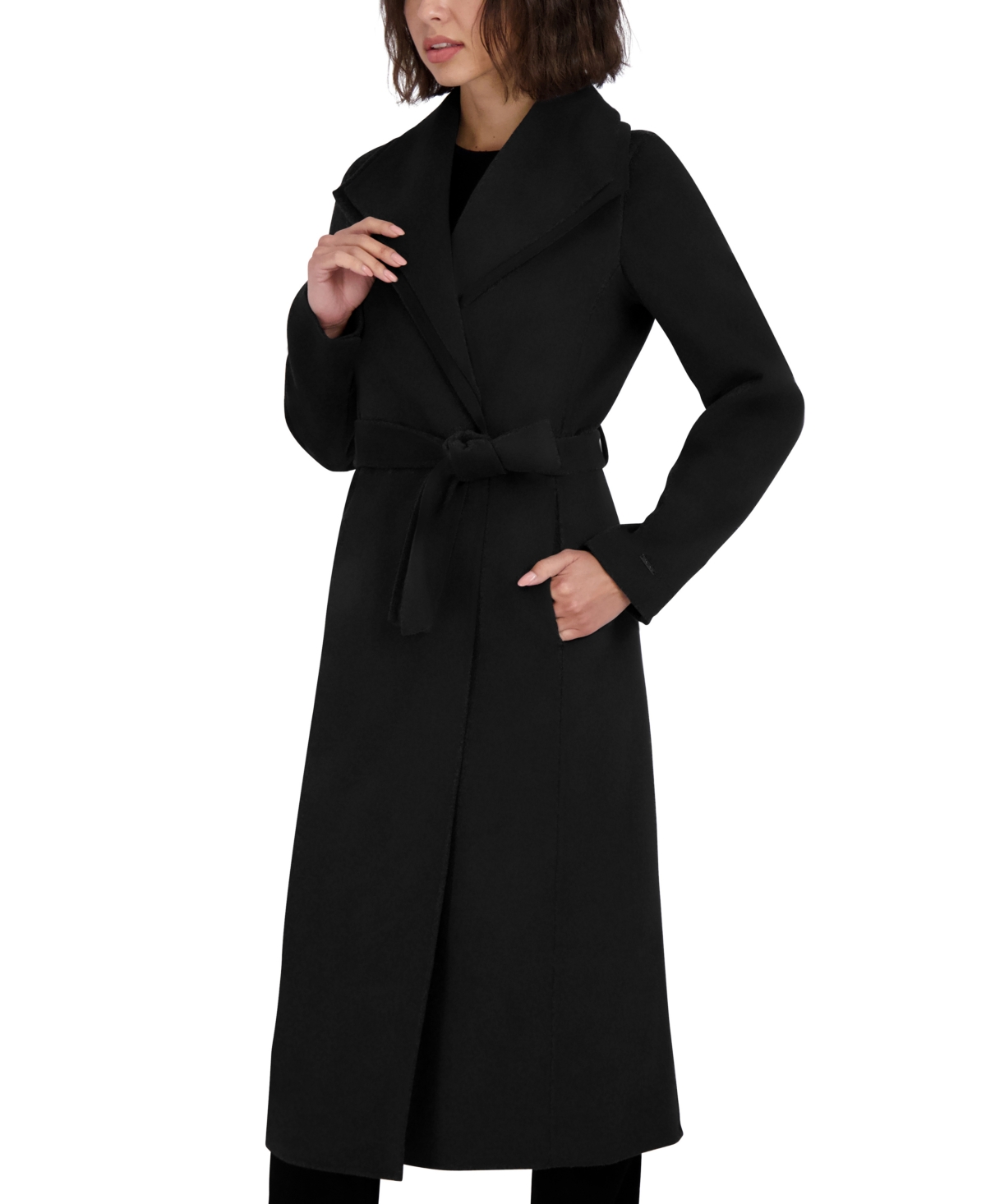 Tahari Women's Belted Wing-Collar Wrap Coat