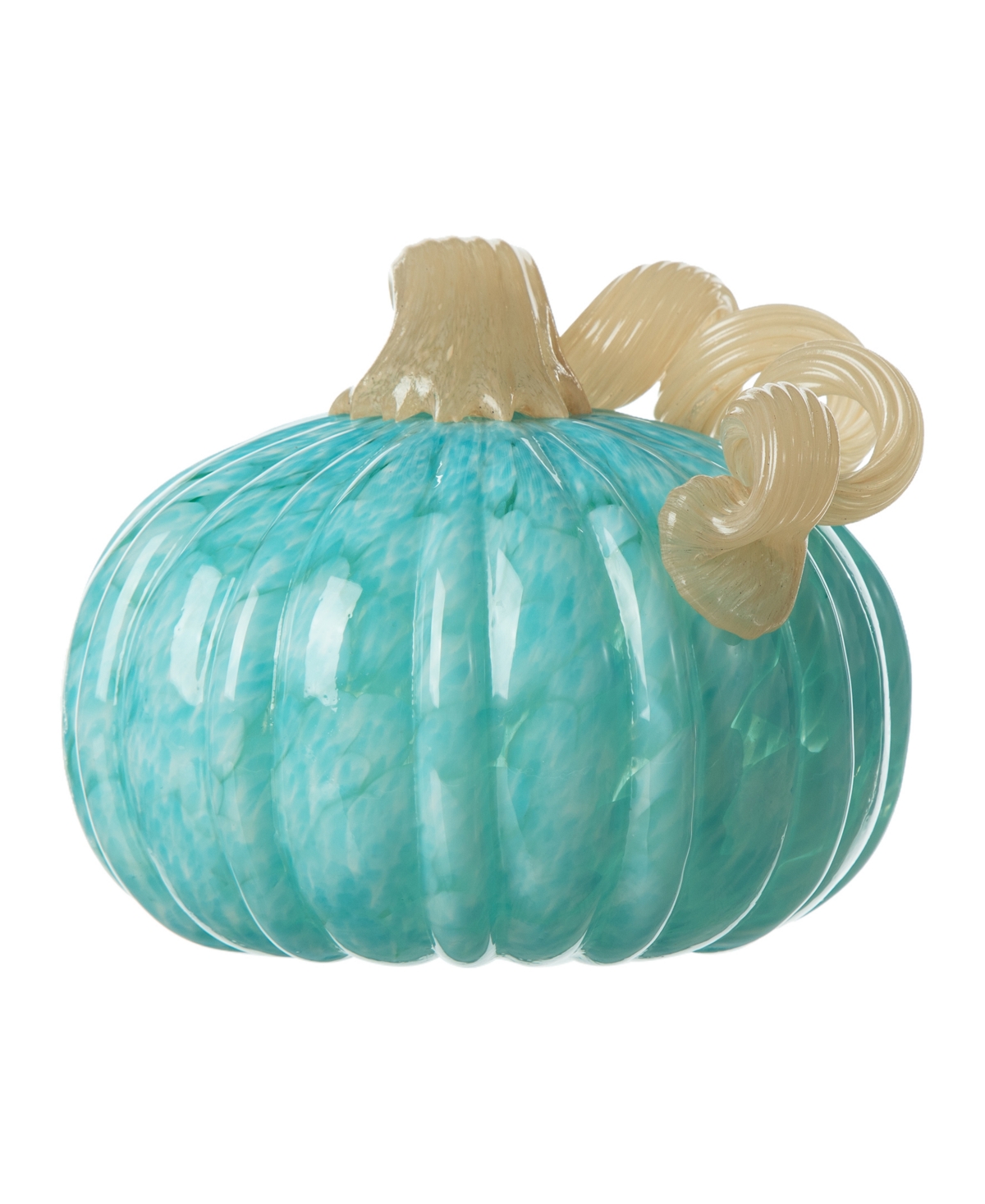 6"D Fall Turquoise Round Glass Pumpkin - Multi