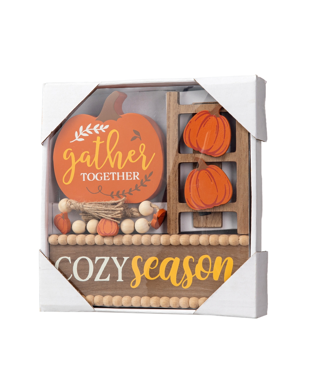 10.75"L Set of 4 Fall Wooden Word Signs Tiered Tray Table Decor - Multi