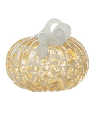 6"D Fall Amber Dots Round Glass Pumpkin