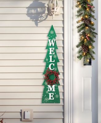 42"H Christmas Wooden "WELCOME" Christmas Tree Porch Sign