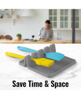 Silicone Utensil Rest with Drip Pad for Multiple Utensils