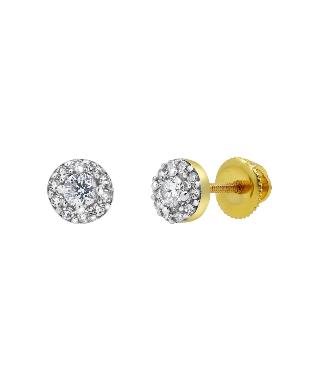 Flow Flare 14k Yellow Gold 0.26 cttw Certified Natural Diamond Stud Earring for Men/Women Screw Back - Yellow