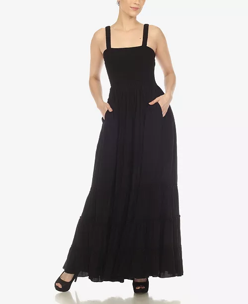 women's smocked ruffle maxi dress