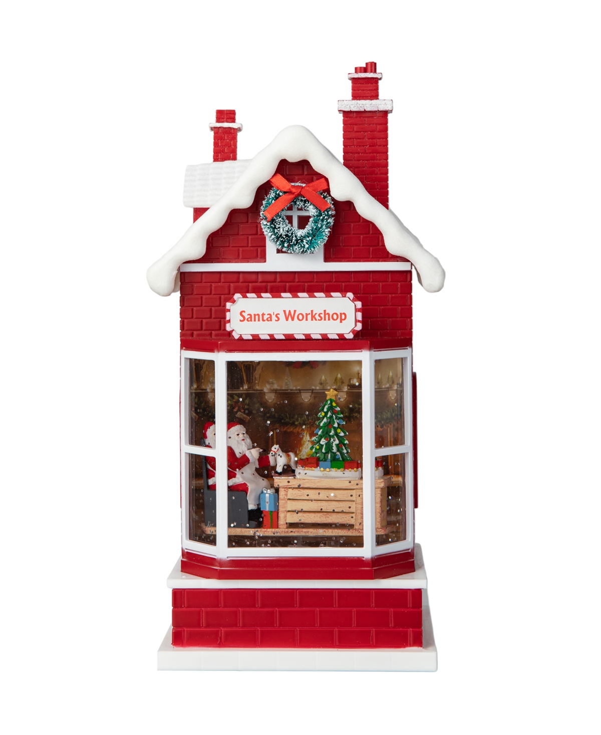 Glitzhome 10.5"h Lighted Santa's Workshop Waterglobe In Multi