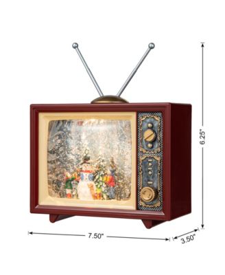 7.5"L Lighted TV with Snowman Waterglobe