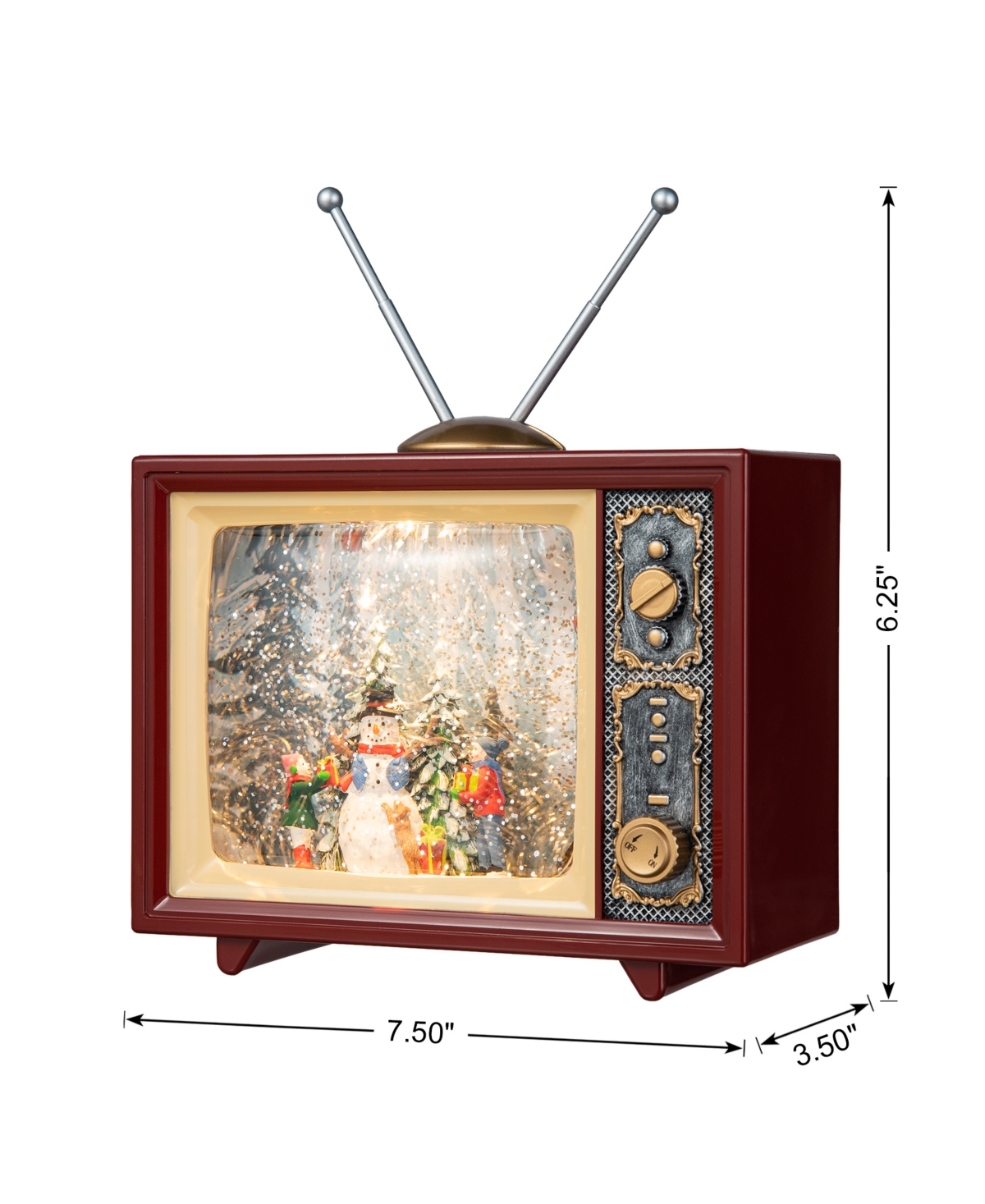 Glitzhome 7.5"l Lighted Tv With Snowman Waterglobe In Multi