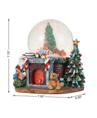 120mm Christmas Resin Lighted Musical Christmas Tree on Fireplace Waterglobe