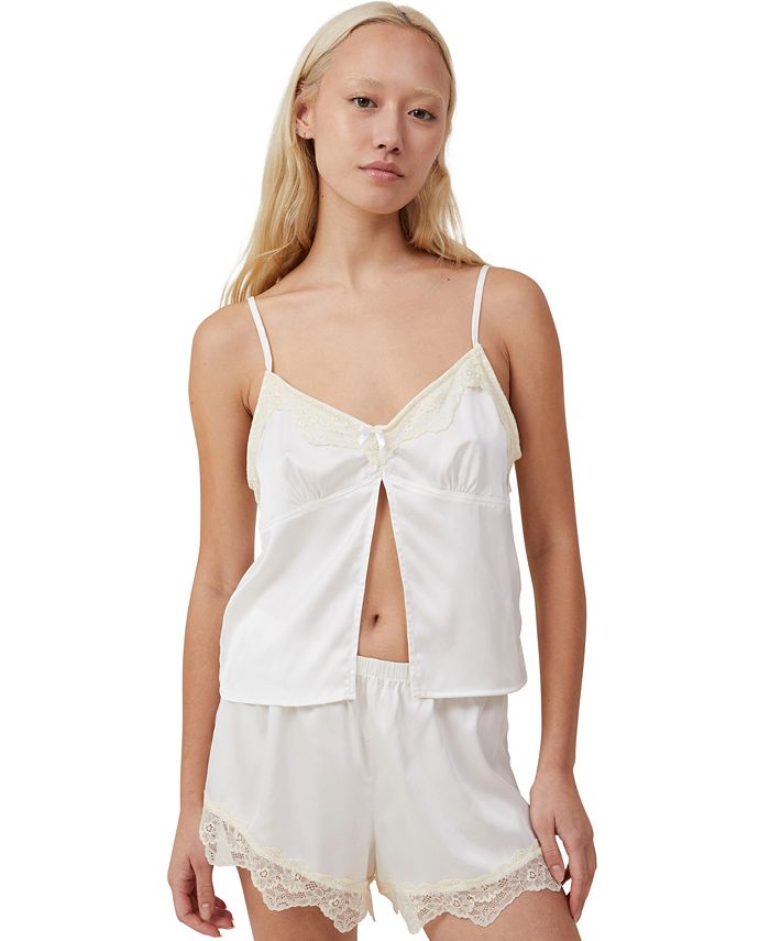 COTTON ON Women's Open Front Satin Cami Pajama Sleep Set - Macy's