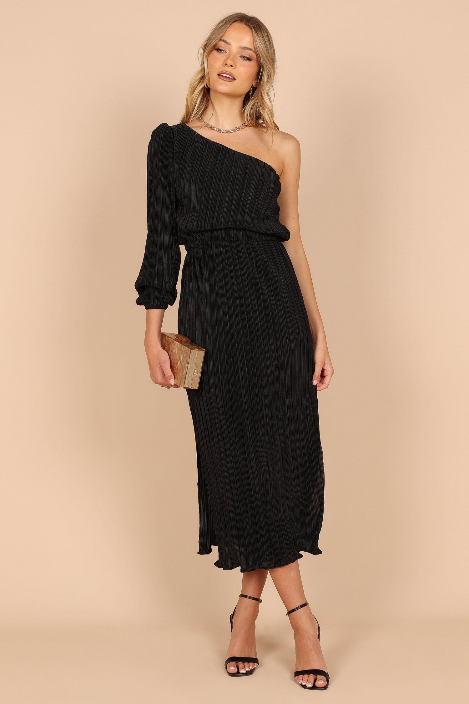 Women's Pontee One Shoulder Pleated Midi Dress