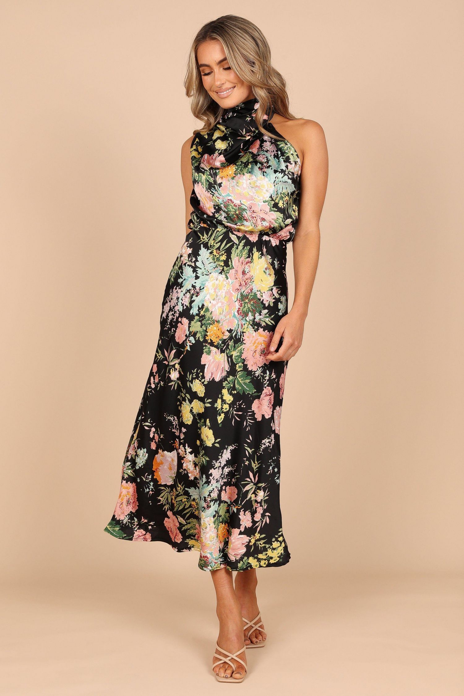 Womens Anabelle Halter Neck Midi Dress