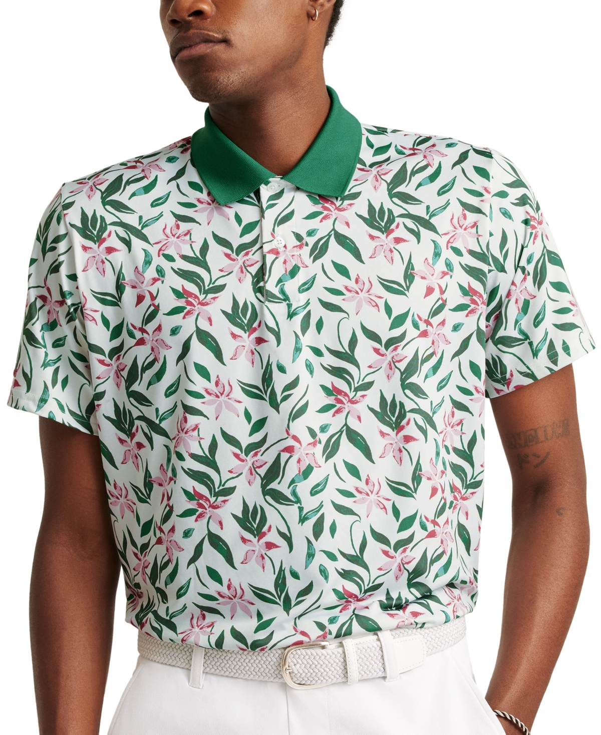 Men's Floral-Print Performance Golf Polo Shirt - Vargas Flo