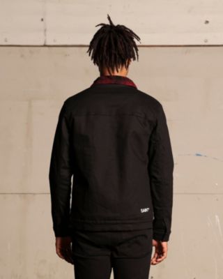 Big & Tall Tartan Faux Sherpa Denim Jacket