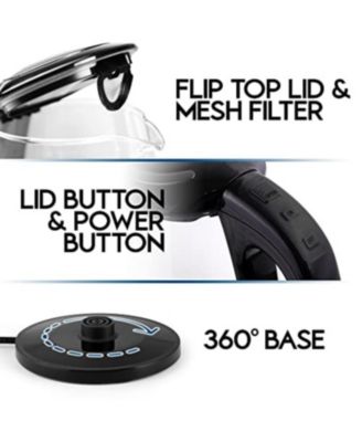 Borosilicate Glass Electric Kettle with Blue LED Light