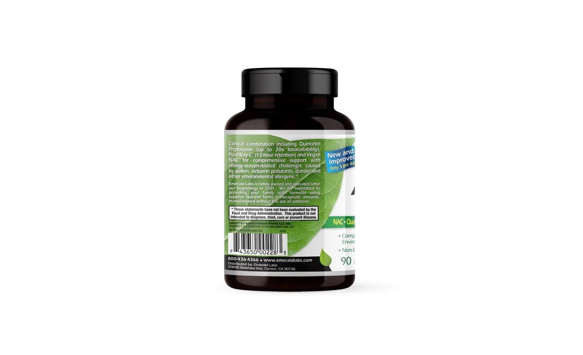 Emerald Labs Allergy Health with Vitamin C, Quercetin, and Bromelain - Natural Allergy Pills and Antihistamine Support - Vegetable Capsules