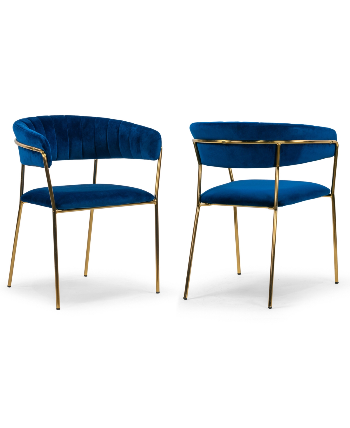 Shop Glamour Home 31.5" Anya Fabric, Metal Dining Chair, Set Of 2 In Blue