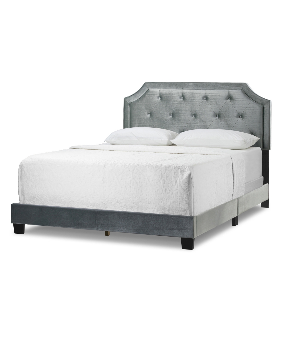 Shop Glamour Home 49.38" Aria Fabric, Rubberwood Queen Bed In Grey